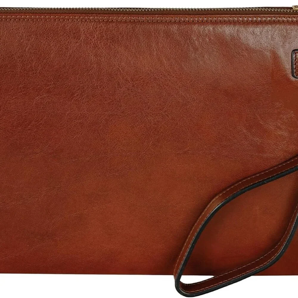 Leather Clutch for Men Organizer Wrist Bag Briefcase Handmade in Italy